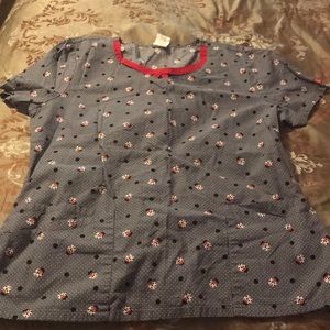Gray n red black lady bug scrub shirt